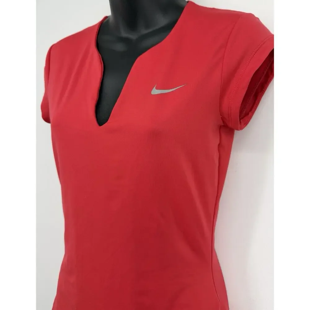 Nike Womens Hot Pink Dri Fit Split Neck Active Top Small Y2K Yoga 2000s Bright - Picture 5 of 10